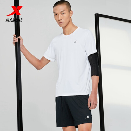 XTEP 特步 运动套装男夏季男装跑步健身服速干运动衣训练服官方旗舰 879229410252 白色 M 129元