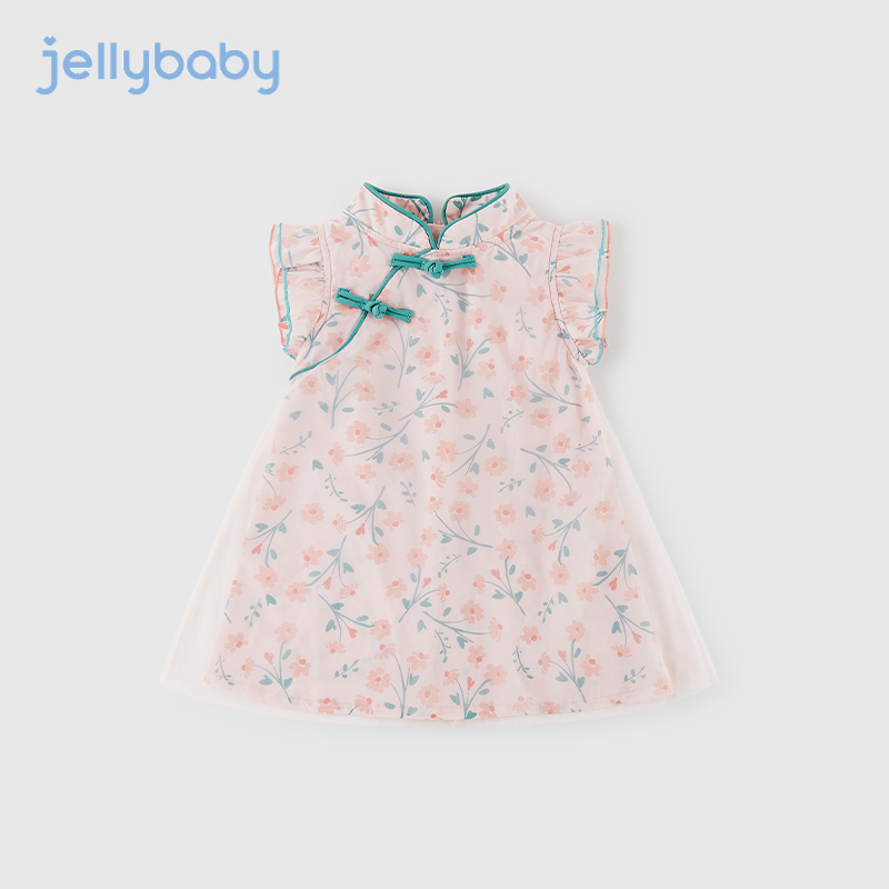 88VIP：杰里贝比 旗袍女童汉服儿童夏季裙子女孩唐装童装夏装 84.55元（需用