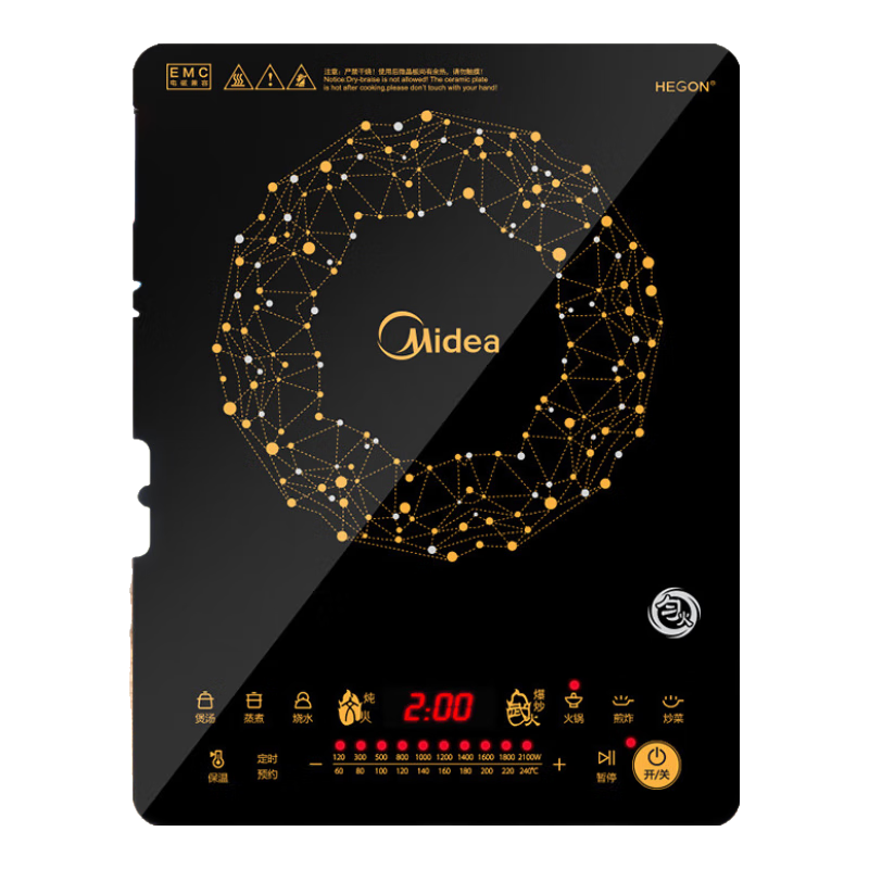 PLUS会员、限地区：美的 Midea 电磁炉 智能定时 十档火力 245.96元包邮（需领