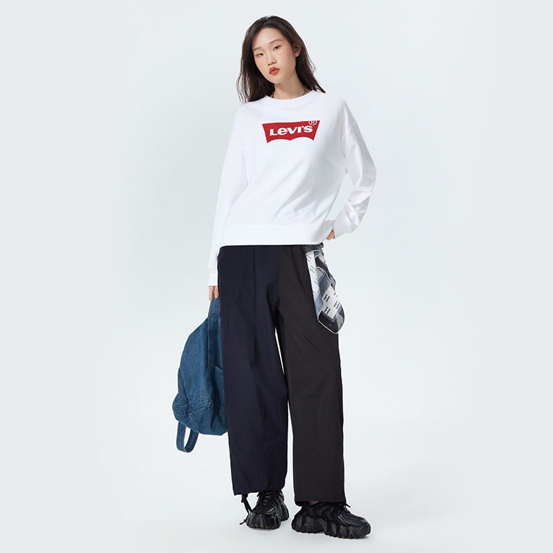 Levi's 李维斯 女士卫衣秋季白色popwave美式情侣logo上衣 174.93元（需买3件，共5