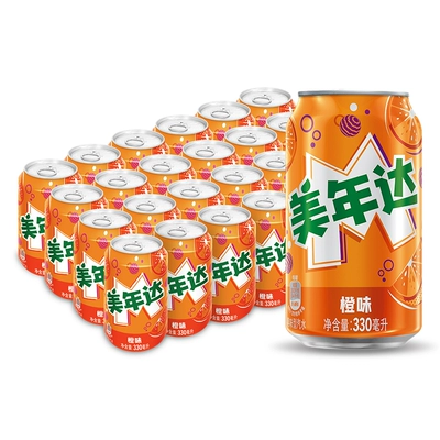 88vip：百事可乐 美年达橙味汽水碳酸饮料330ml*24罐整箱 36.95元包邮