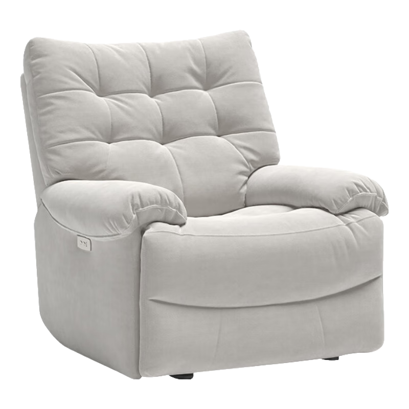 乐至宝 布艺沙发客厅山姆松鼠绒可躺摇椅懒人电动功能落日哈尼A623 暮冬白-