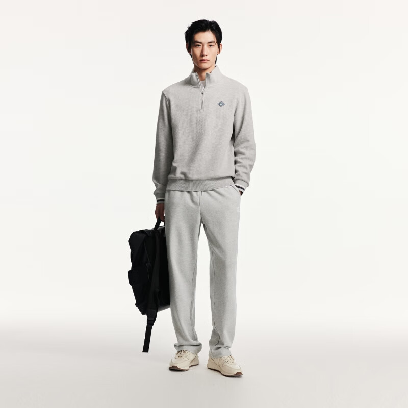 再降价，plus会员：JACK&JONES 杰克·琼斯 纯棉运动卫裤直筒休闲裤男 GH1 浅花