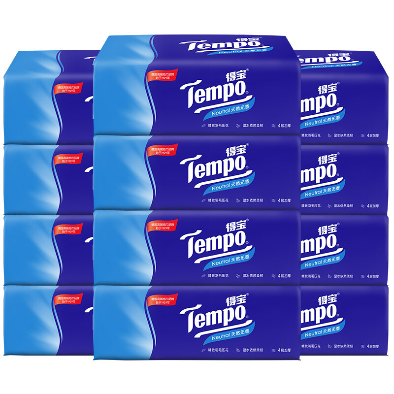 Tempo 得宝 家清Tempo/得宝软抽经典无香系列90抽12包抽纸餐巾 37.9元（需买2件