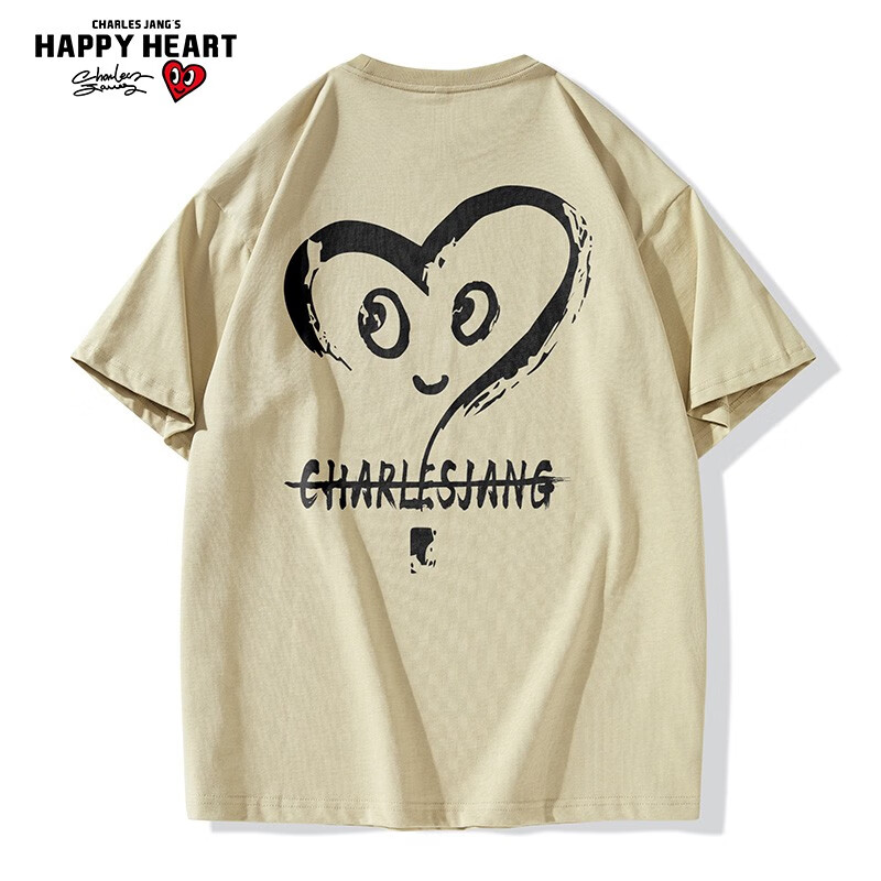 CHARLES JANG'S HAPPY HEART 查尔斯桃心 男女同款夏季纯棉宽松短袖T恤 75元（需用