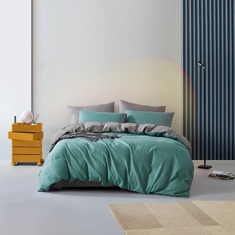 LOVO 乐蜗家纺 罗莱生活旗下品牌 床上四件套印花床单被套套件 时印(绿色) 1.