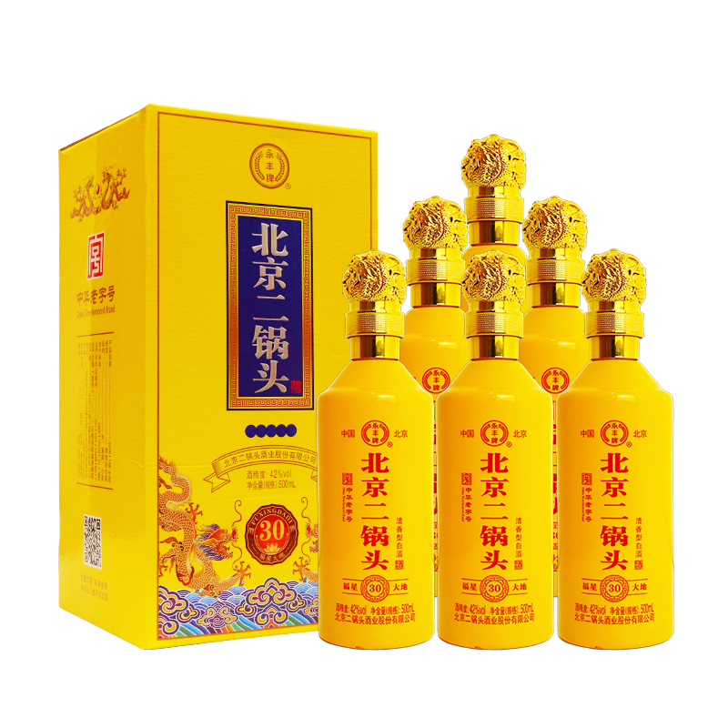 YONGFENG 永丰牌 北京二锅头 粮食白酒清香型 小金坛 42度 500ml*6瓶 114元（多人