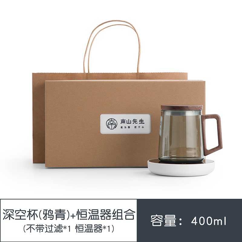 南山先生 玻璃杯带把带盖便携泡茶杯茶水分离大容量办公杯带柄家用绿茶杯