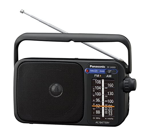 松下（Panasonic） 电器 带手柄的便携式收音机 RF-2400DEG-K，电源线或电池供电，黑色 226.23元