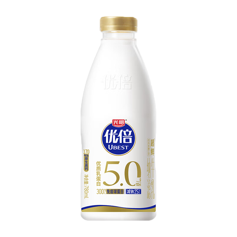 光明 优倍 5.0优质乳蛋白 780ml 1瓶 14.37元