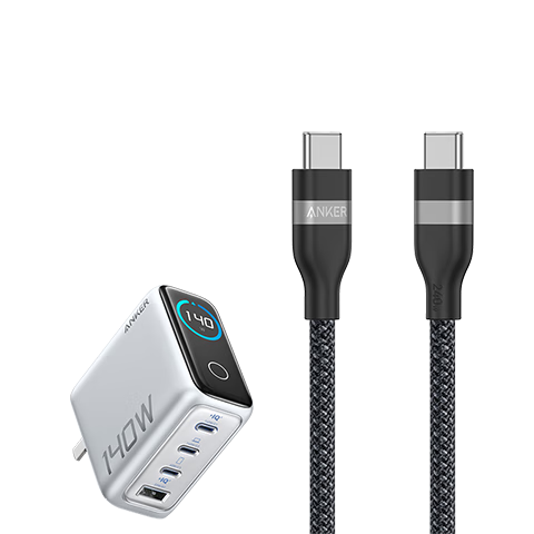 Anker 安克 套装140W氮化镓银+附赠1.5m线白+0.9m黑 240w线 269.9元（需领券）