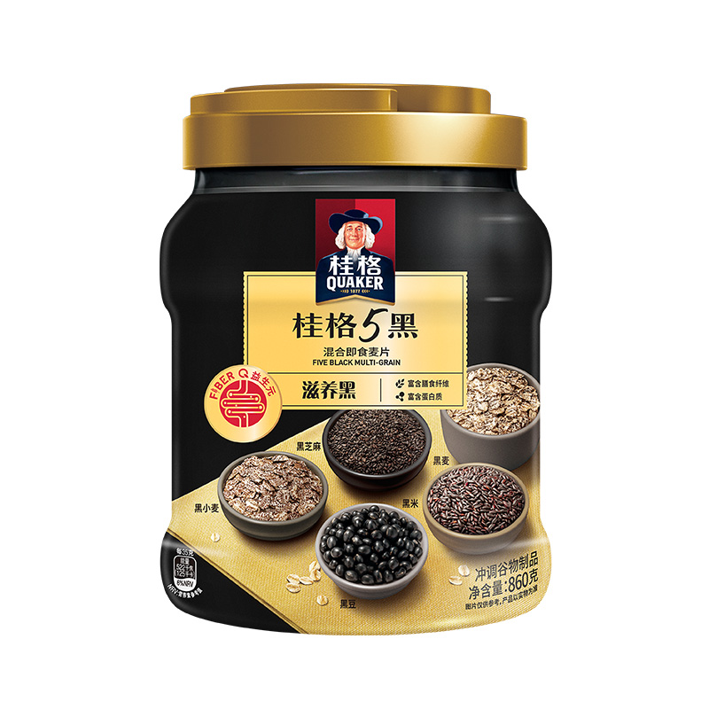 88VIP：QUAKER 桂格 五黑混合即食燕麦片860g 18.5元（需用券）