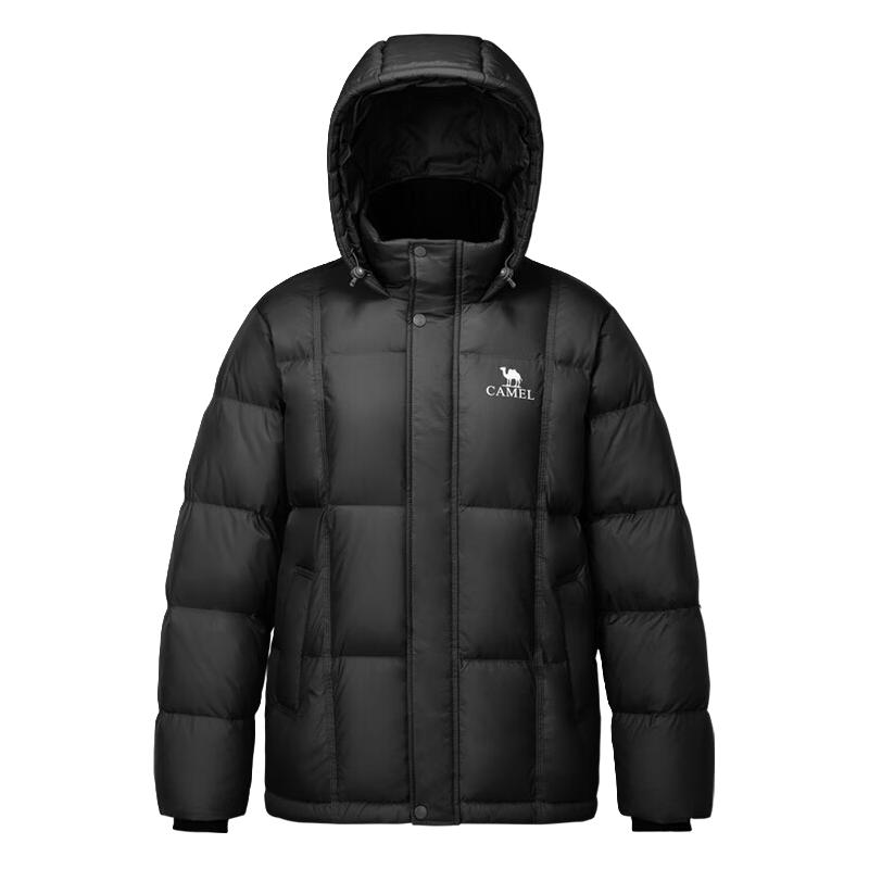 骆驼 男装羽绒服男冬季连帽加厚保暖户外面包防寒外套M34CA6B656 幻影黑 XL 319