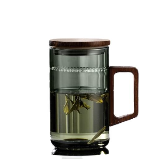 牧禾 玻璃茶水分离杯 青灰色月牙杯 400ml 1只 25.91元（需用券）