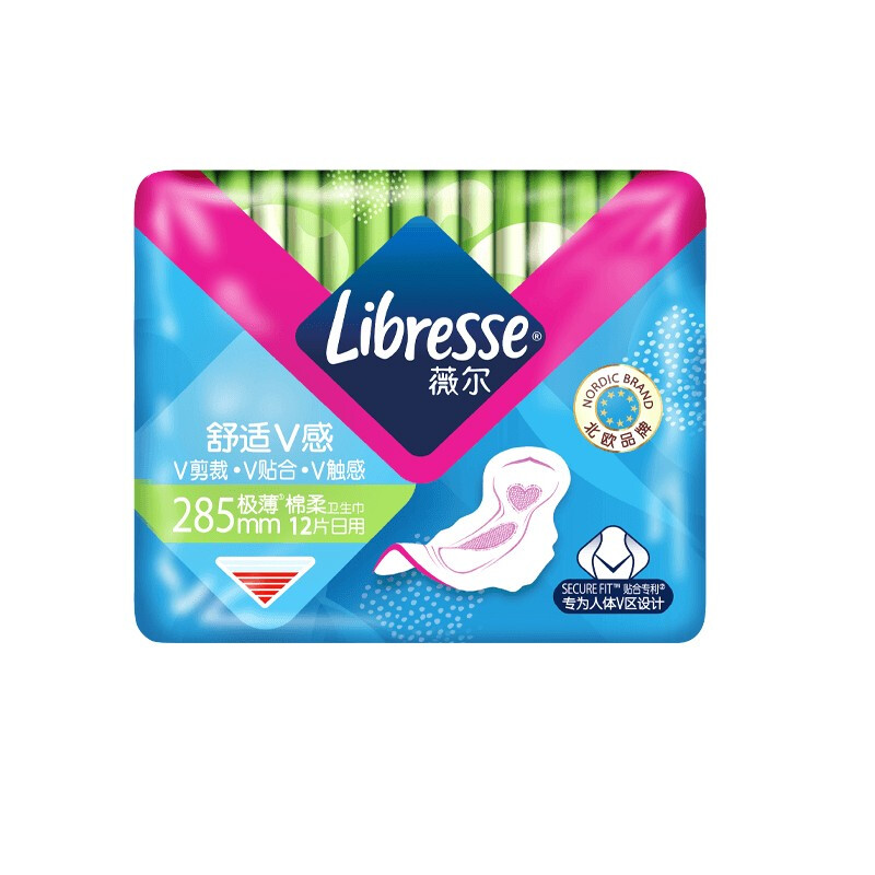 Libresse 医护级卫生巾姨妈巾 日用V感系列285mm*12 动态贴合 透气棉柔舒适 11.92