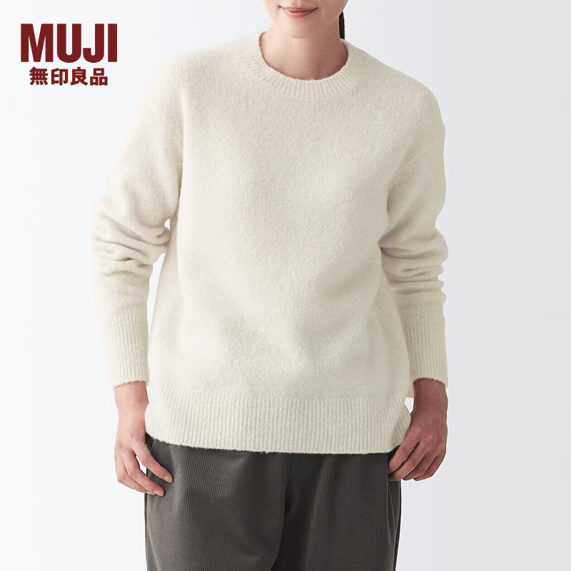 MUJI 無印良品 无印良品MUJI女式含牦牛绒骆驼绒圆领毛衣长袖针织衫秋冬季龙