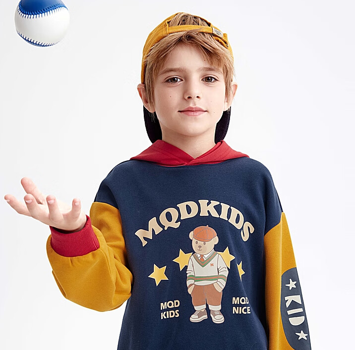 PLUS会员！MQD 马骑顿 儿童运动连帽卫衣 ￥89