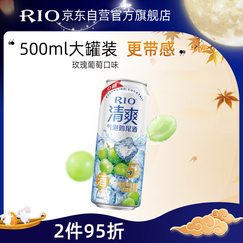 RIO 锐澳 预调酒 鸡尾酒 果酒清爽0糖系列 玫瑰葡萄口味 500ml单罐装 14.9元