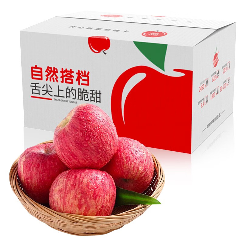 自然搭档 洛川苹果红富士 陕西脆甜苹果产地直发 4枚装（单果150g+） 6.8元（
