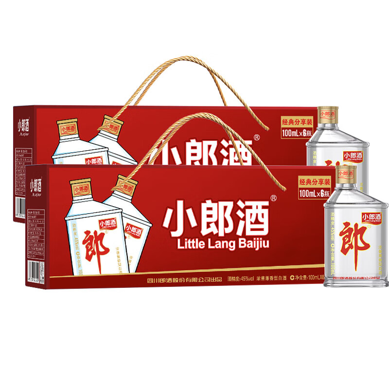 移动端：LANGJIU 郎酒 经典小郎酒 45度 浓酱兼香型白酒 100ml*12瓶 124.15元（需