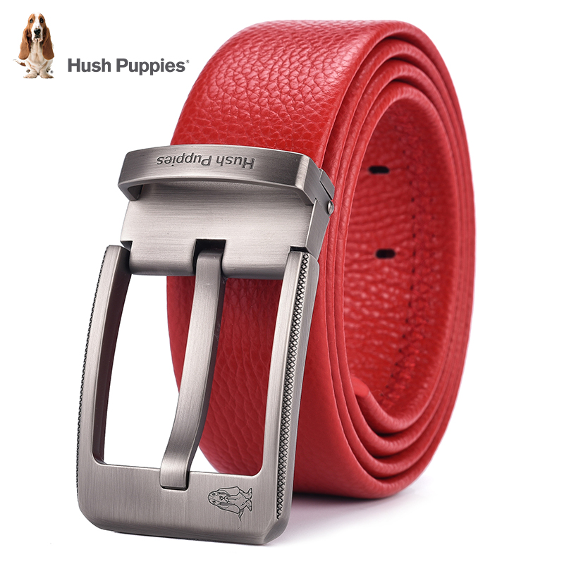 Hush Puppies 暇步士 红腰带本命年男士头层牛皮腰带皮带 199元（需用券）