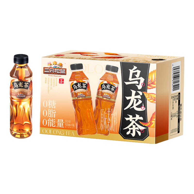 三只松鼠 无糖茶乌龙茶原味茶饮料 500ml*15瓶 清洁标签 29.9元(需领券)