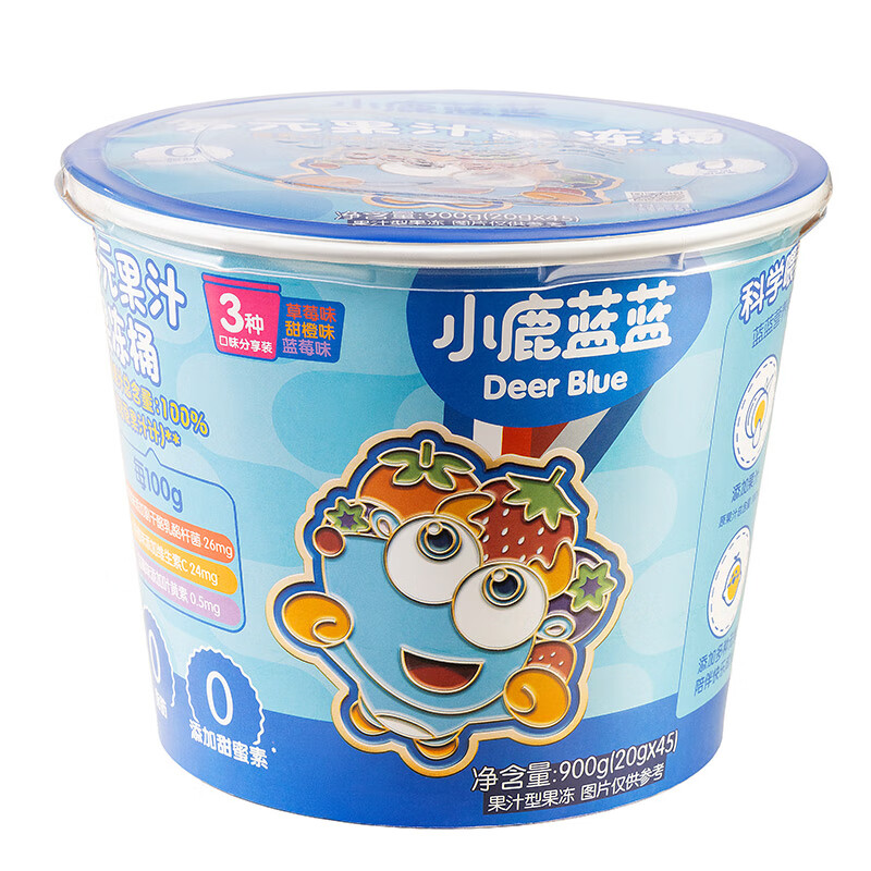 小鹿蓝蓝 儿童零食多元果汁果冻桶 900g 27.9元（需用券）