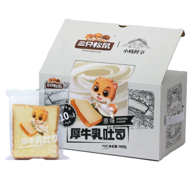 三只松鼠 厚牛乳吐司 原味 480g 14.75元