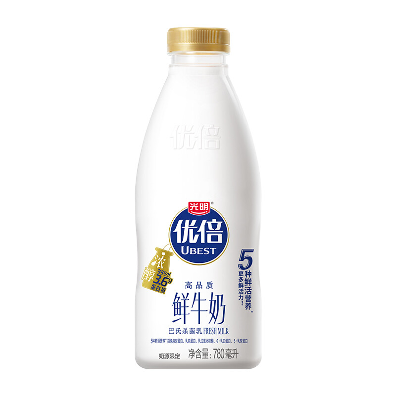 Bright 光明 优倍 高品质 鲜牛奶 780ml 6.08元（需买5件，需用券）