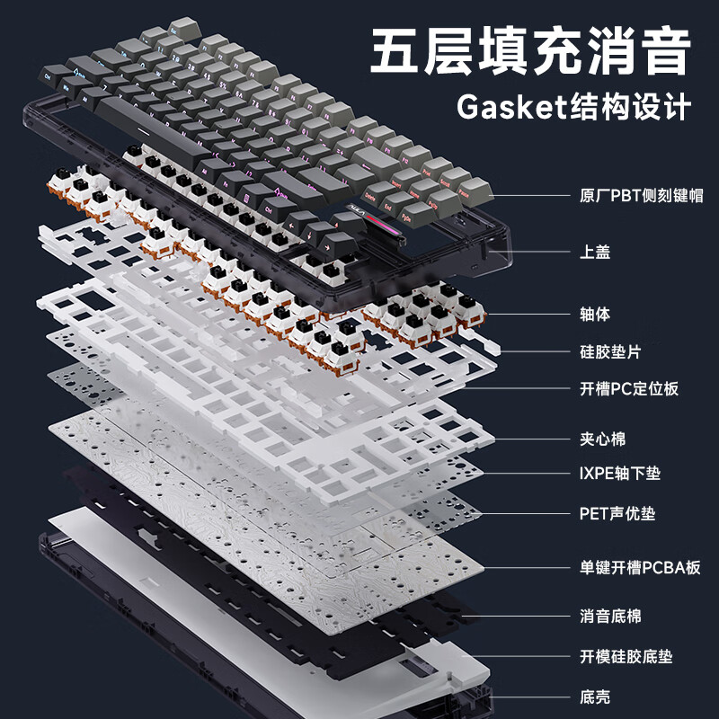 AULA 狼蛛 F87Pro客制化无线机械键盘 蓝牙/2.4G/有线三模连接 全键gasket F87 Pro 19