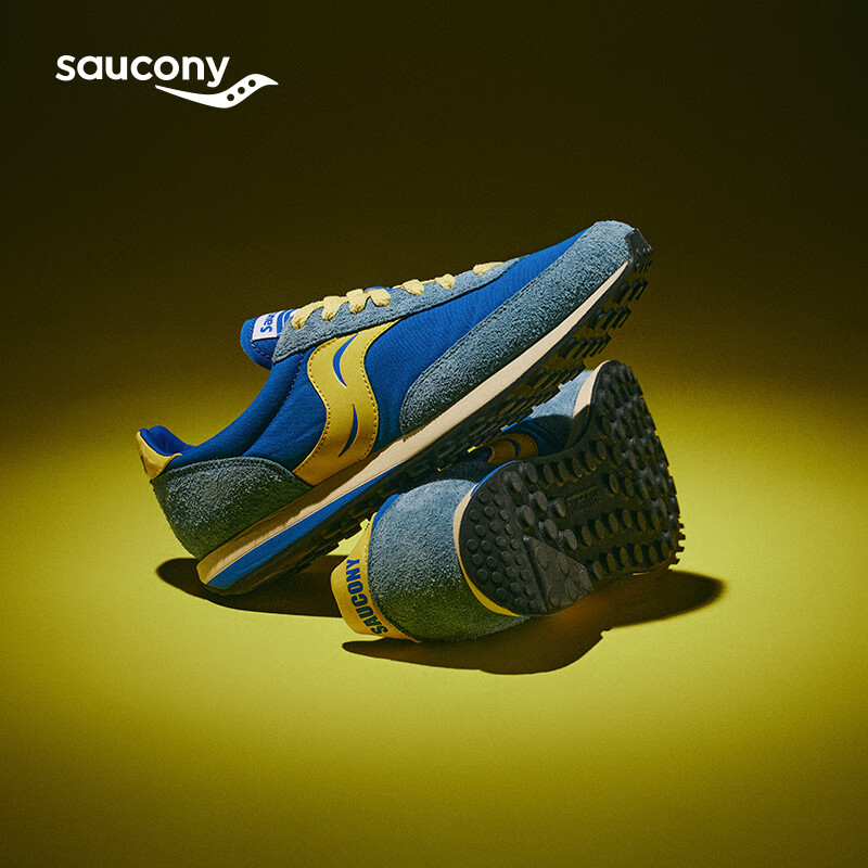 索康尼 saucony TRAINER 80复古休闲鞋男柔软舒适百搭运动鞋男女鞋 蓝黄波浪 40 5