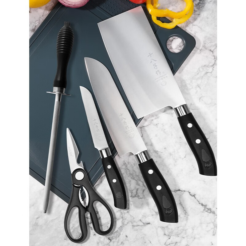 十八子作 切菜刀套装刀具套刀厨房剪刀切片刀多用水果刀 十八子菜刀 美乐