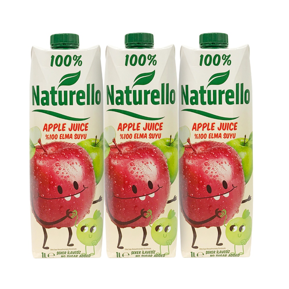 88VIP：Naturello 太慕 土耳其进口100%果汁饮料太慕苹果/葡萄汁果蔬汁1L*3瓶*2 45.