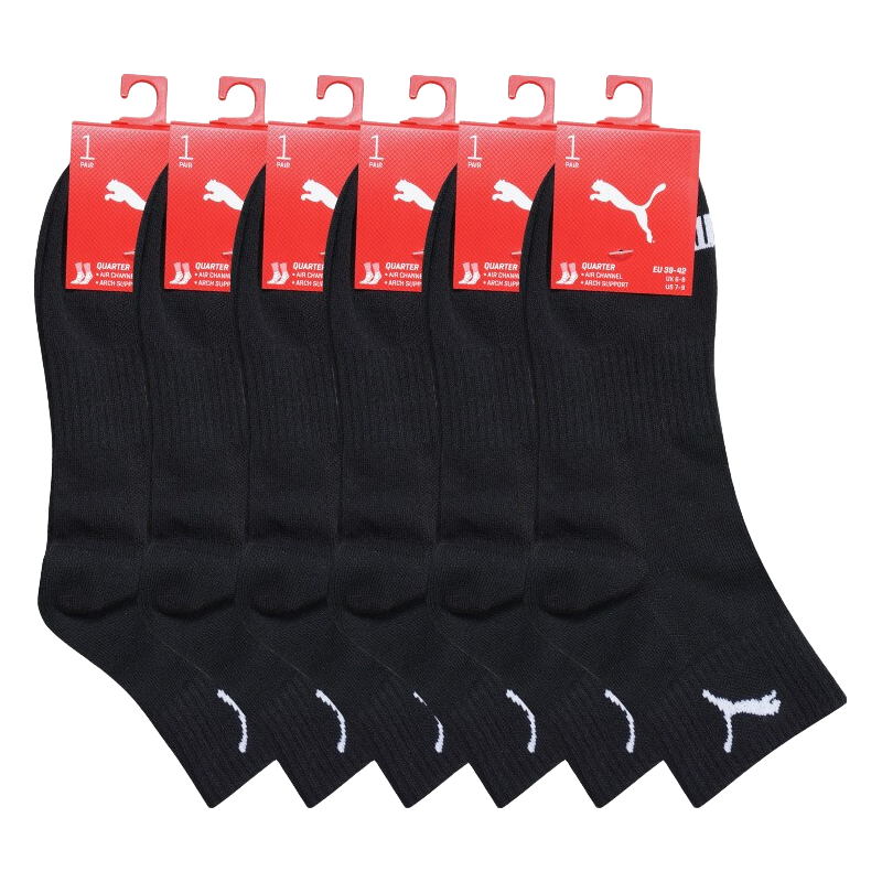 PUMA 男士袜子男商务休闲运动风中筒棉袜6双装 黑色 均码 47.61元