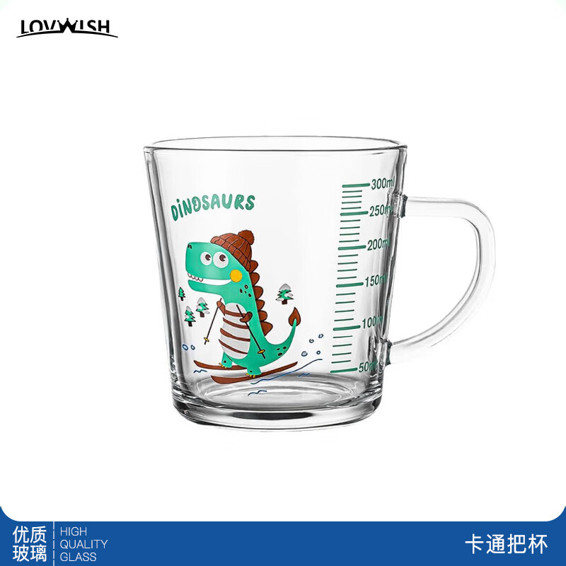 乐唯诗 NERVISHI）玻璃把杯刻度牛奶杯 卡通牛奶裸杯 3.95元（需用券）