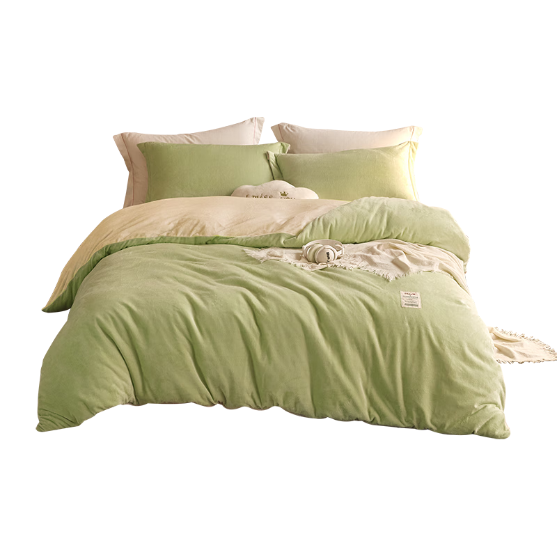 LOVO 法兰绒四件套 牛来运转 1.5米 床单款 （被套200*230cm） 169元