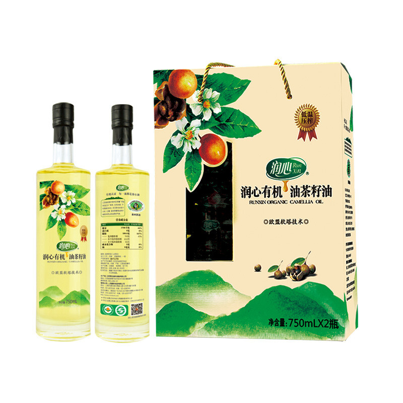 RunXin 润心 有机油茶籽油 750ml*2 礼盒装 248.2元