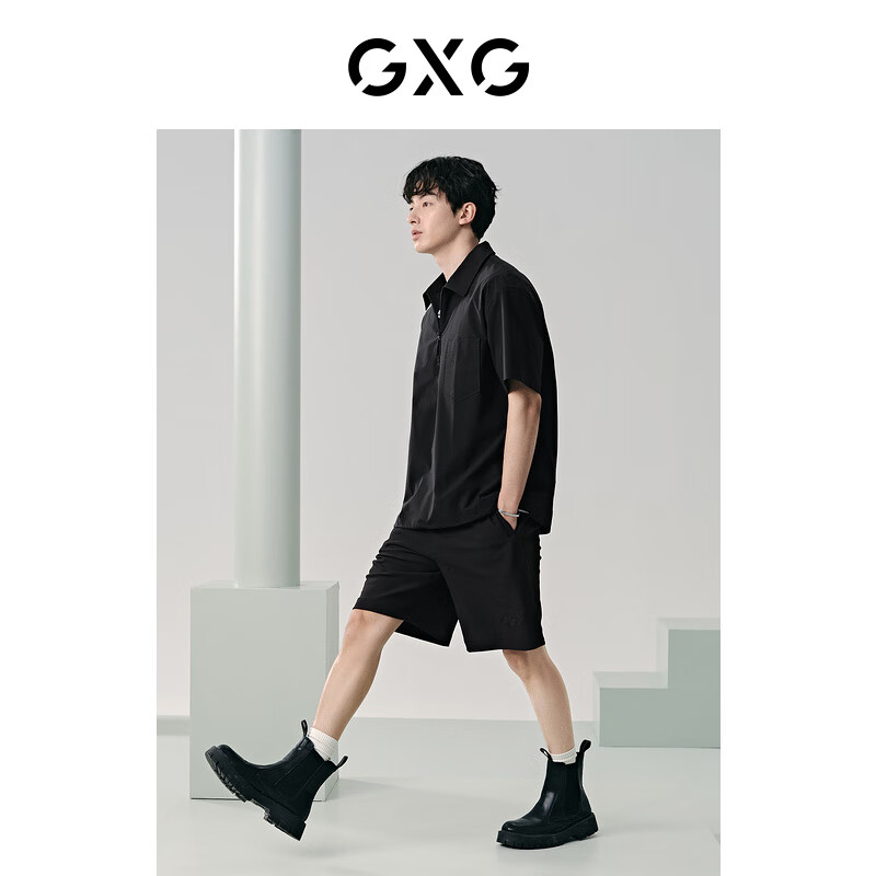 plus会员：GXG 男装 24夏季新款工装速干透气短袖polo衫休闲短裤 休闲套装 单