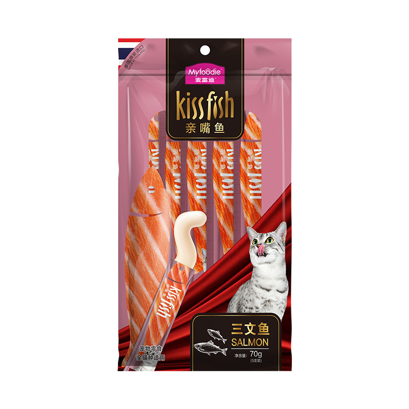 Myfoodie 麦富迪 猫条 成猫幼猫咪猫湿粮猫零食猫条三文鱼味14g*5 2.9元