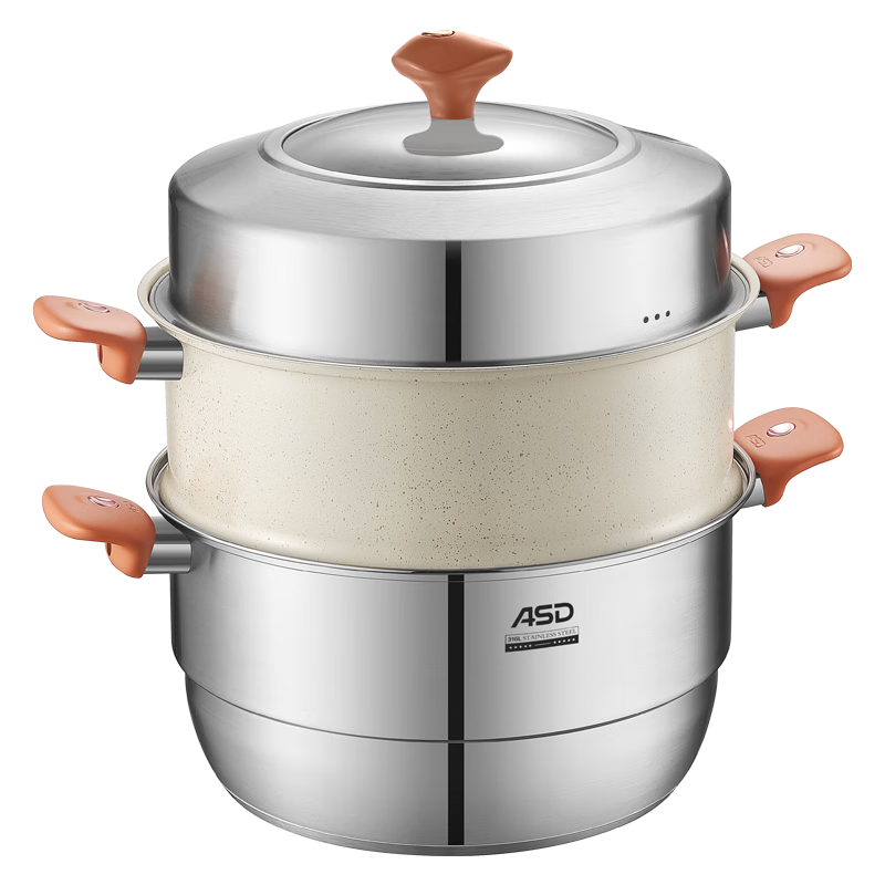 爱仕达 蒸锅家用304不锈钢三多层加厚蒸馒头包子蒸屉蒸笼电磁炉煤气灶用 26