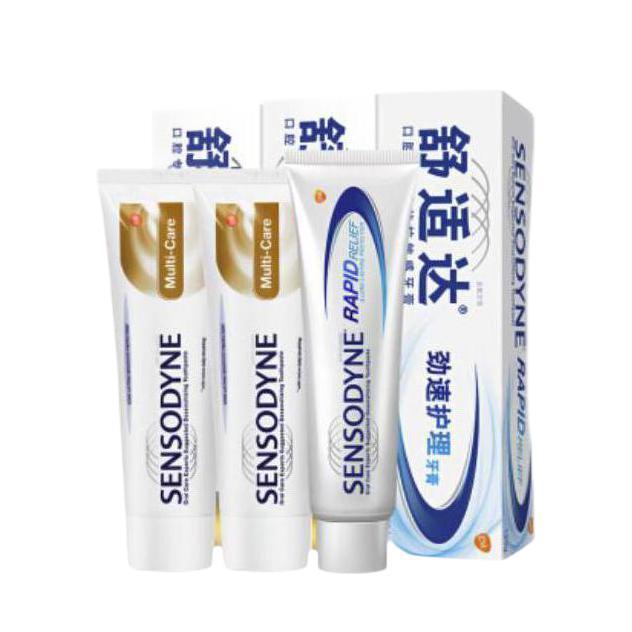 SENSODYNE 舒适达 多效护理 快速缓解牙敏感 牙膏套装 3支装320g（100g×2+120g×1）