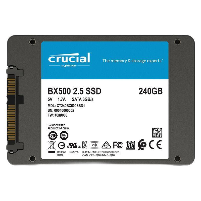 PLUS会员：Crucial BX500 SATA 固态硬盘 240GB（SATA3.0） 138.31元（拍下立减）