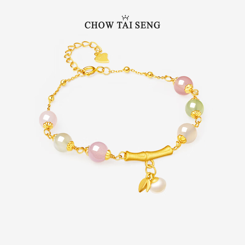 周大生 竹节珍珠手串女玛瑙小众早春穿搭纯银手链送表白 99.6元（需用券）