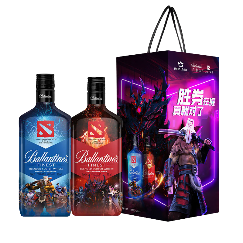 限6号：Ballantine`s 百龄坛 DOTA2联名限定 调和型威士忌 700ml*2瓶 红蓝CP礼盒 119.