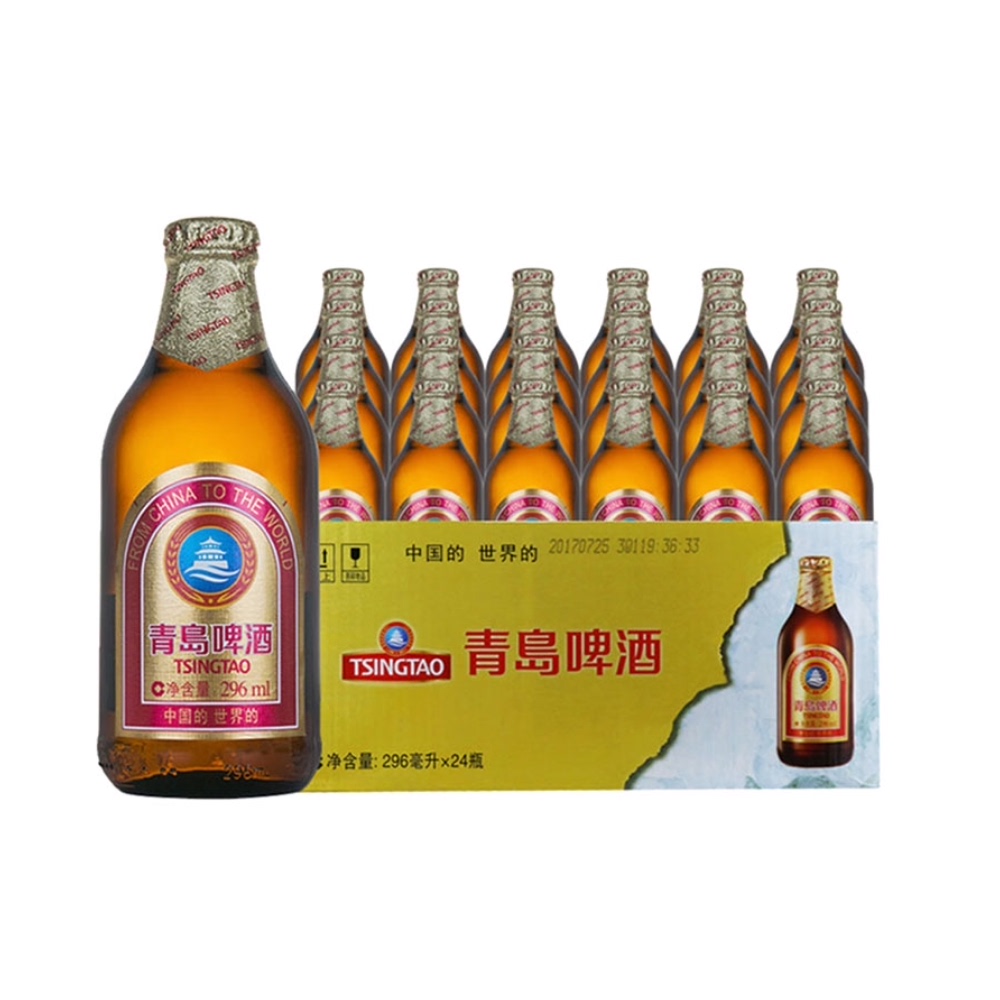 青岛啤酒 TSINGTAO 高端小棕金质296ml*24瓶整箱香醇顺滑上海松江产正品 104元（