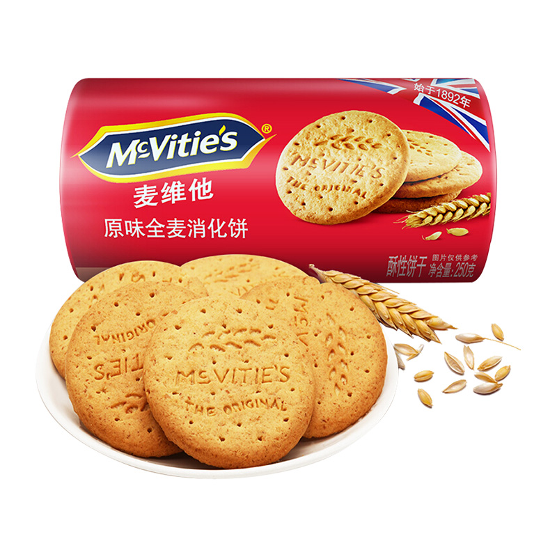 88VIP：McVitie's 麦维他 消化饼干系列 全麦粗粮消化饼 原味 250g 10.17元