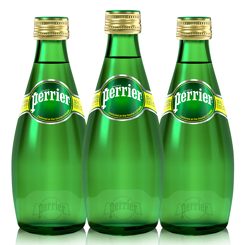 perrier巴黎水法国原装进口原味气泡水矿泉水330ml24瓶