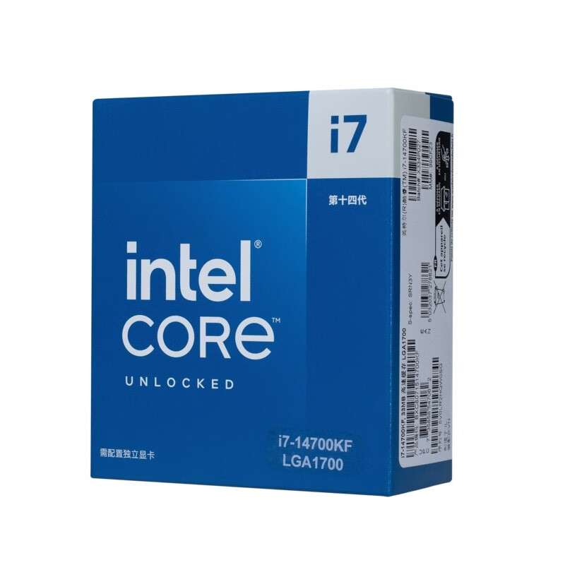 intel 英特尔 酷睿i7-14700KF CPU 3.4Ghz 20核28线程 2999元
