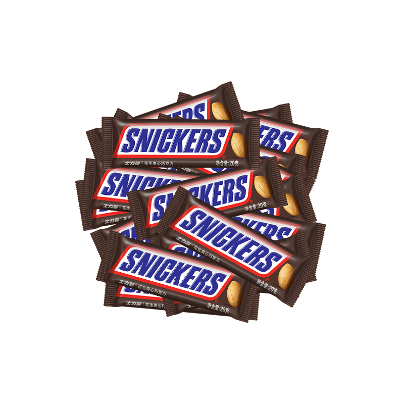 SNICKERS 士力架 花生夹心巧克力 320g 散装 12.9元