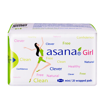 asana 阿莎娜 加拿大进口迷你型卫生巾190mm20片 纯棉超薄透气抑菌抗敏感姨妈